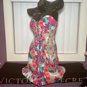 H&M Strapless Abstract Print Mini Cotton Dress Size 4